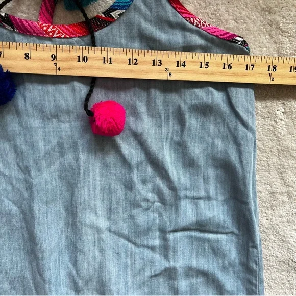 JUDITH MARCH TENCEL MAXI DRESS W/ EMBROIDERY AND TASSELS SIZE SMALL BEACH - Picture 5 of 10